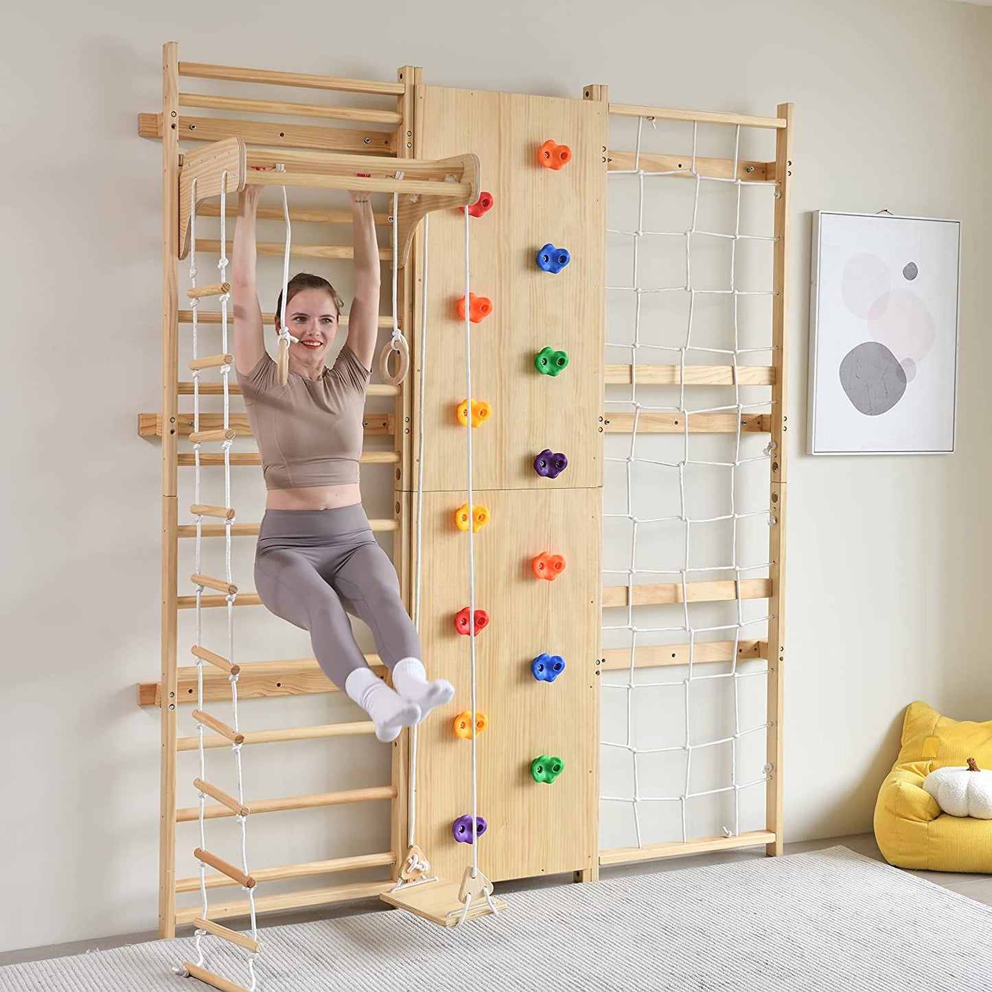 Walnut - 9-in-1 Swedish Ladder Wall Gym and Climber